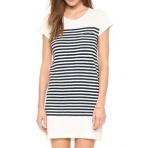 Joie Cortina Striped Knit Nautical Mini Dress in White and Navy